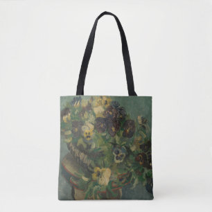 Vintage Flowers Van Gogh Basket of Pansies Tote Bag