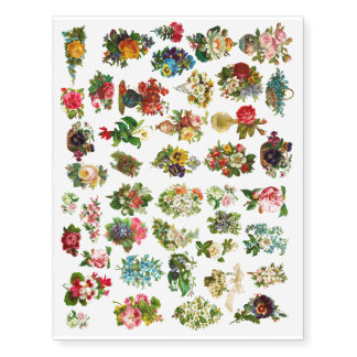 Vintage Flowers Wash Off Water Decals Temporary Tattoos