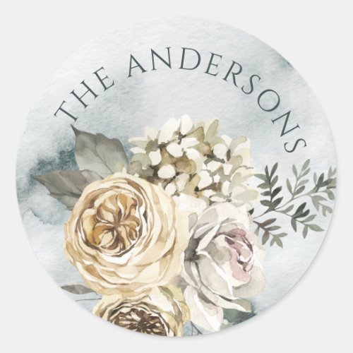 Vintage Flowers Watercolor Small Round Labels