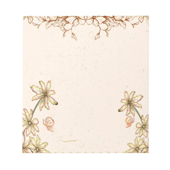 Vintage Flowers Wedding Notepad (Front)