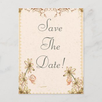 Vintage Flowers Wedding  Save The Date Announcement Postcard by Lasting__Impressions at Zazzle