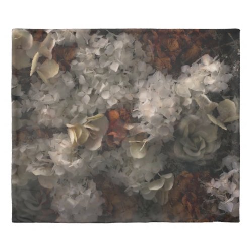 Vintage Flowers White And Rust Hydrangea Botanical Duvet Cover