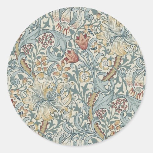 Vintage Flowers William Morris Golden Lily Classic Round Sticker