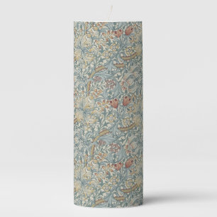Vintage Flowers William Morris Golden Lily Pillar Candle