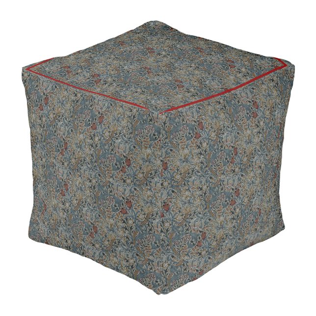 Vintage Flowers William Morris Golden Lily  Pouf (Angled Front)