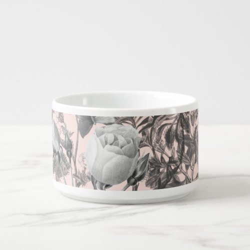 Vintage Flowers with Dusty Pink Background Bowl