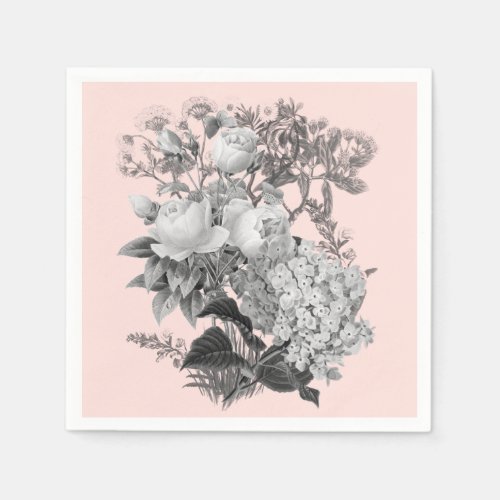 Vintage Flowers with Dusty Pink Napkins