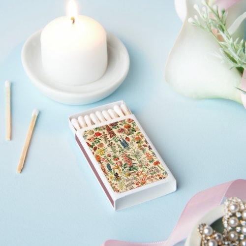 Vintage Flowers with personalized names   Matchboxes