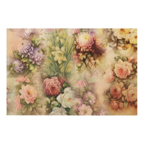 Vintage Flowers Wood Wall Art