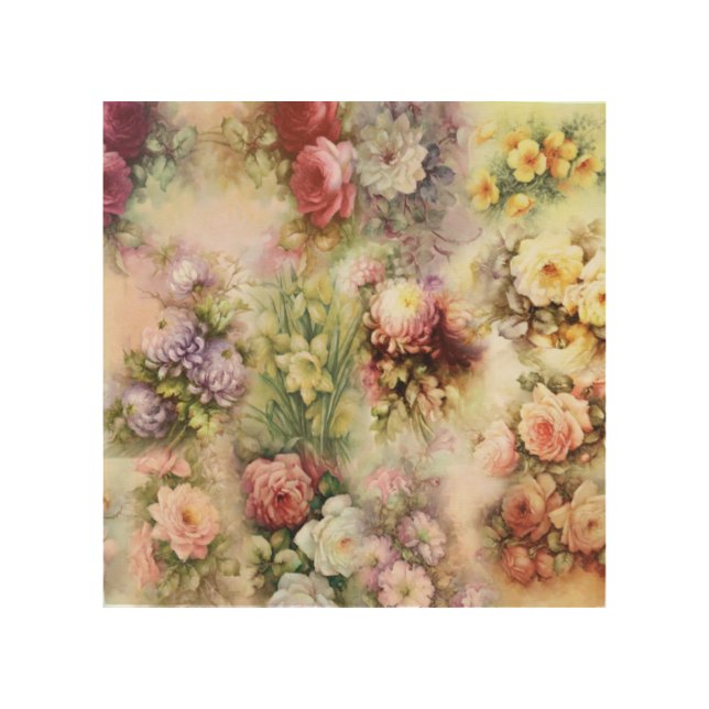 Vintage Flowers Wood Wall Art (Front)