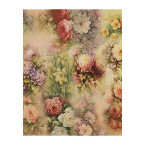 Vintage Flowers Wood Wall Art