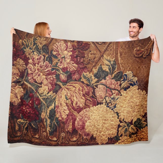 Vintage flowers woven jaquard blanket (In Situ)