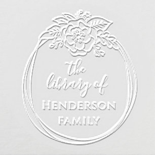 Vintage Flowery From The Library Family Books Embosser