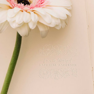 Vintage Flowery Library Book Elegant Script Embosser