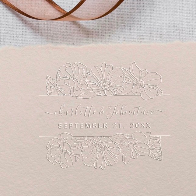 Vintage Flowery Wedding Save the Date Elegant  Embosser (.)
