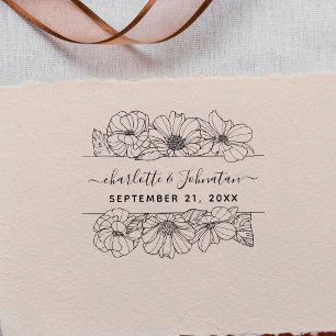 Vintage Flowery Wedding Save the Date Elegant Rubber Stamp