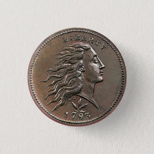 Vintage Flowing Hair Large Cent Button