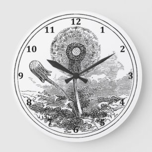 Vintage Fluffy Dandelion Large Clock