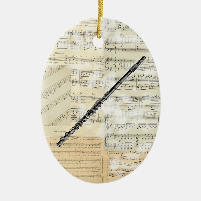 Vintage Flute Music Ornament (Front)