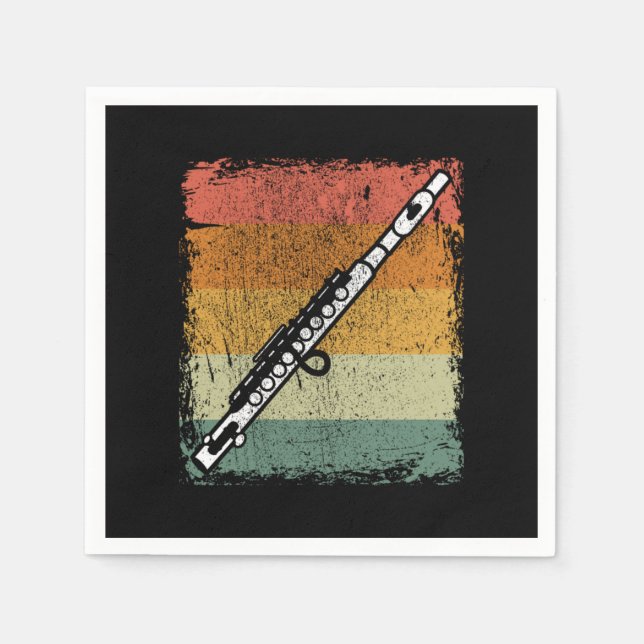 Vintage Flute Player Music Flute Gift Idea Napkins (Front)