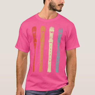 Vintage Flute Sketch Flute Player Recorder T-Shirt