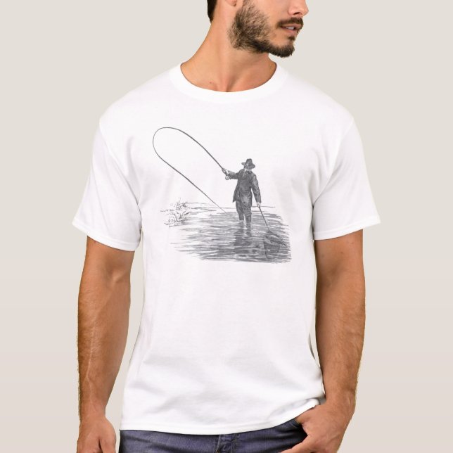 Vintage Fly Fishing Art T-Shirt (Front)