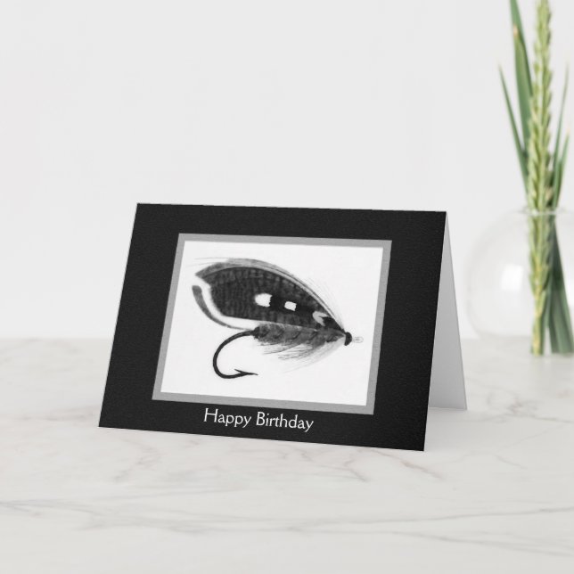 Vintage Fly fishing lure Birthday Card (Front)