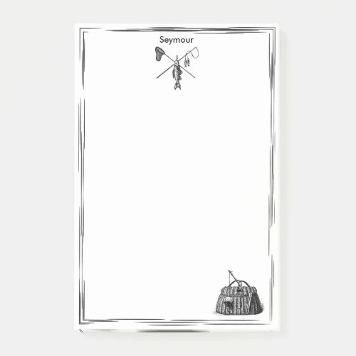 Vintage Fly Fishing Monogrammed Post_It Notes