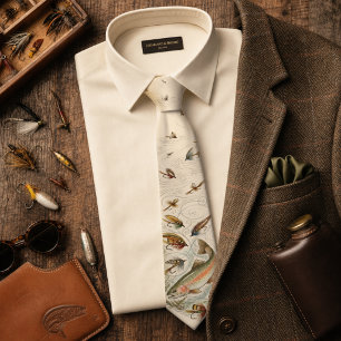 Vintage Fly Fishing Neck Tie