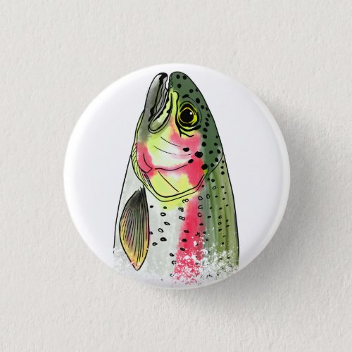 Vintage Fly Fishing Rainbow Trout Button