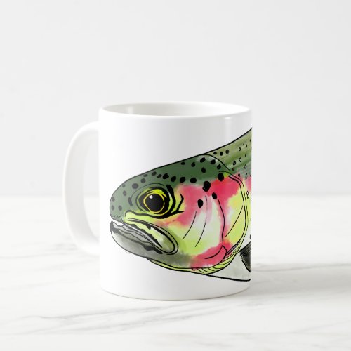 Vintage Fly Fishing Rainbow Trout Coffee Mug