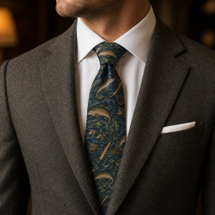 Vintage Fly Fishing River Adventure Luxury Neck Tie