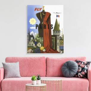 Vintage Fly Paris Surrealist Fashion Travel Poster Canvas Print