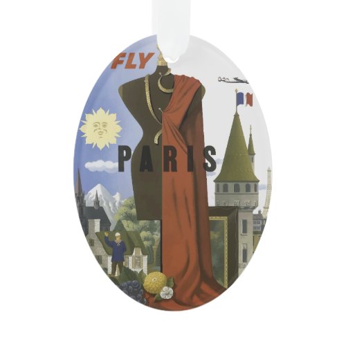 Vintage Fly Paris Surrealist Fashion Travel Poster Ornament