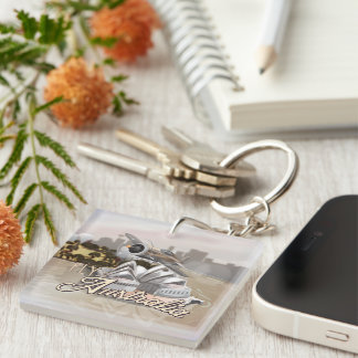 Vintage Fly to Australia Travel Poster Keychain