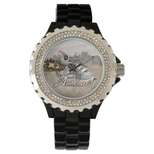 Vintage Fly to Australia Travel Poster Watch (Front)