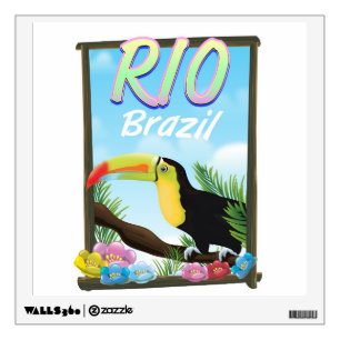 Vintage fly to Brazil Toucan Travel Wall Sticker