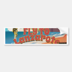 Vintage Fly To Lanzarote Travel Poster Bumper Sticker