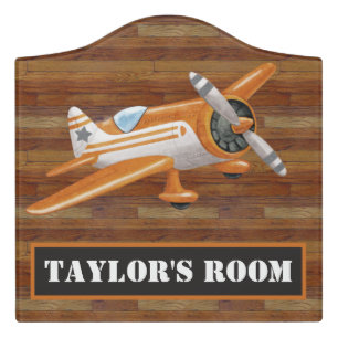 Vintage Flyer: orange and white on wood texture Door Sign