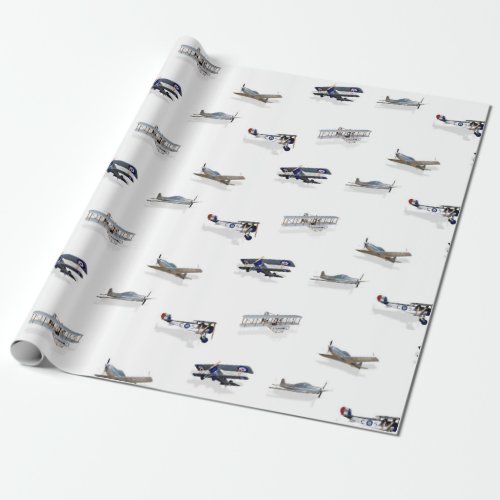 Vintage Flying Aircraft Wrapping Paper