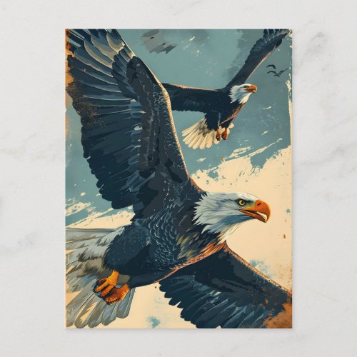 Vintage flying bald eagle postcard