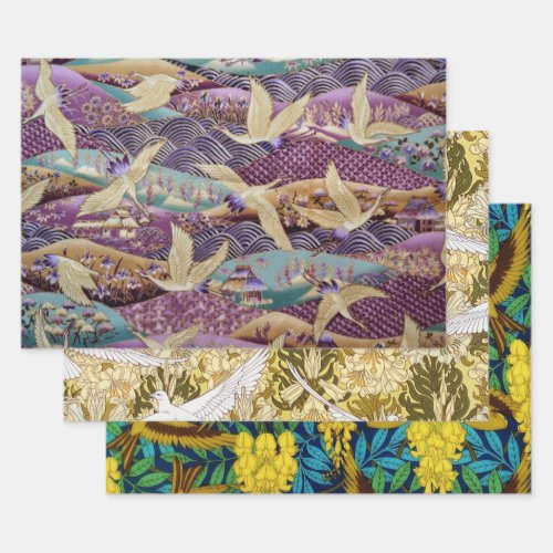 VINTAGE FLYING BIRDS  DECOUPAGE PRINTS  WRAPPING PAPER SHEETS