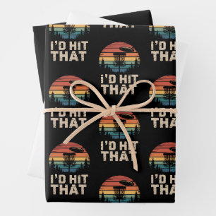 Vintage Flying Disc Golf I'd Hit That Funny Golfer Wrapping Paper Sheets