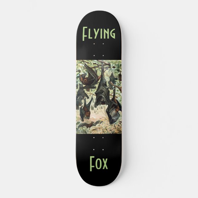 Vintage flying fox bat acadamia illustration  skateboard (Front)
