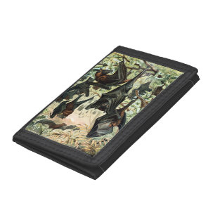 Vintage flying fox bat acadamia illustration trifold wallet