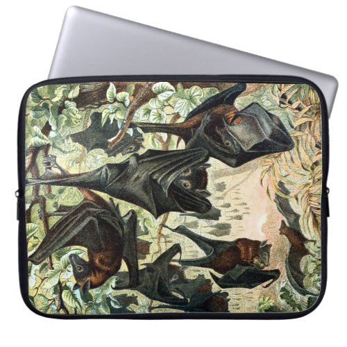 Vintage flying fox bat black bats elegant gothic  laptop sleeve