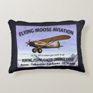 Vintage Flying Moose Aviation Sign Accent Pillow