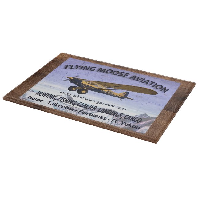 Vintage Flying Moose Aviation Sign Cutting Board (Corner)