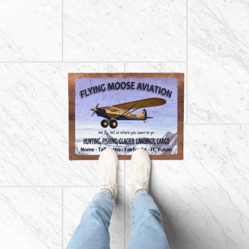 Vintage Flying Moose Aviation Sign Doormat