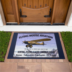 Vintage Flying Moose Aviation Sign Doormat